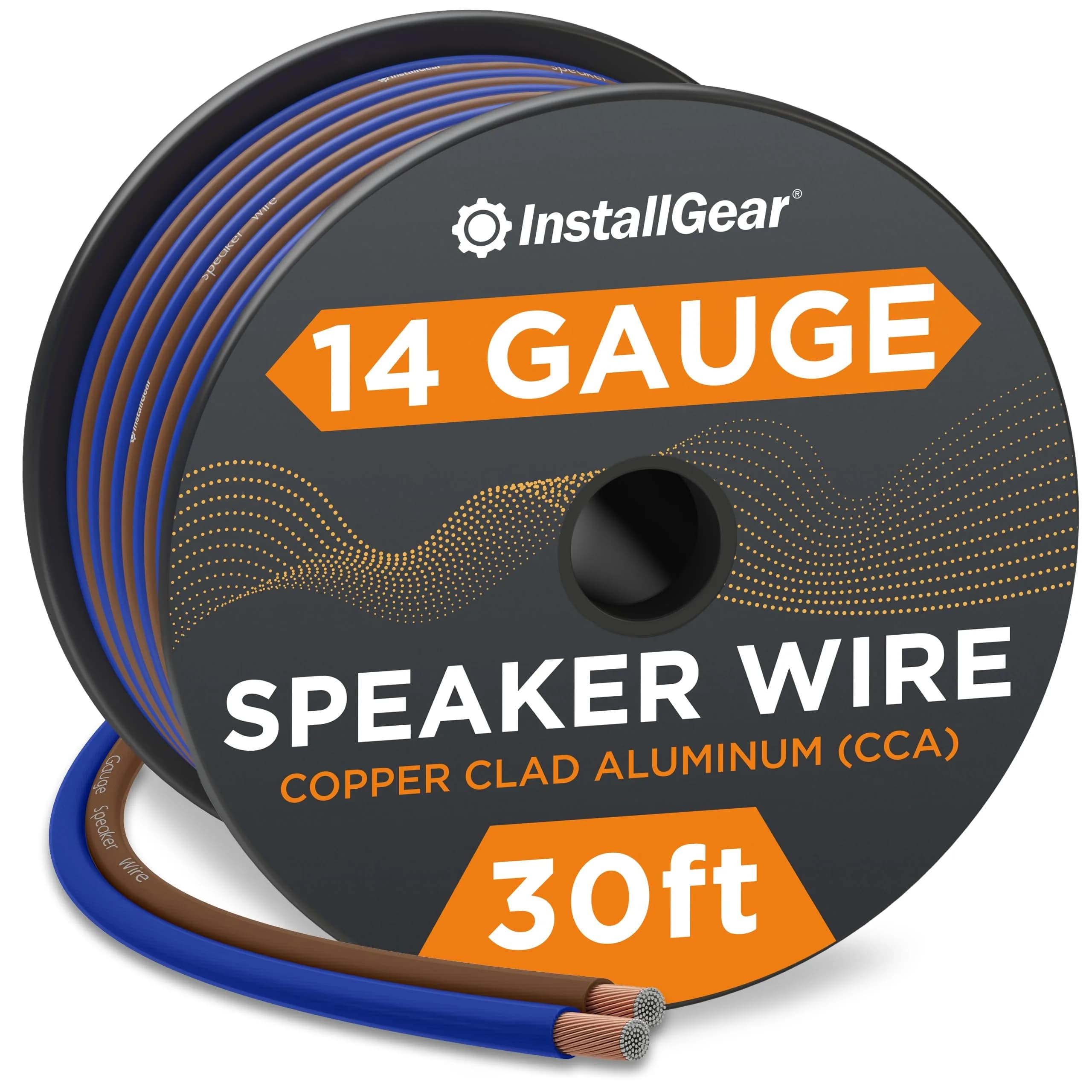 InstallGear 14 Gauge Speaker Wire 30ft (9.1 m) | Copper Clad Aluminum Cable for Car Audio & Home Theater — Blue