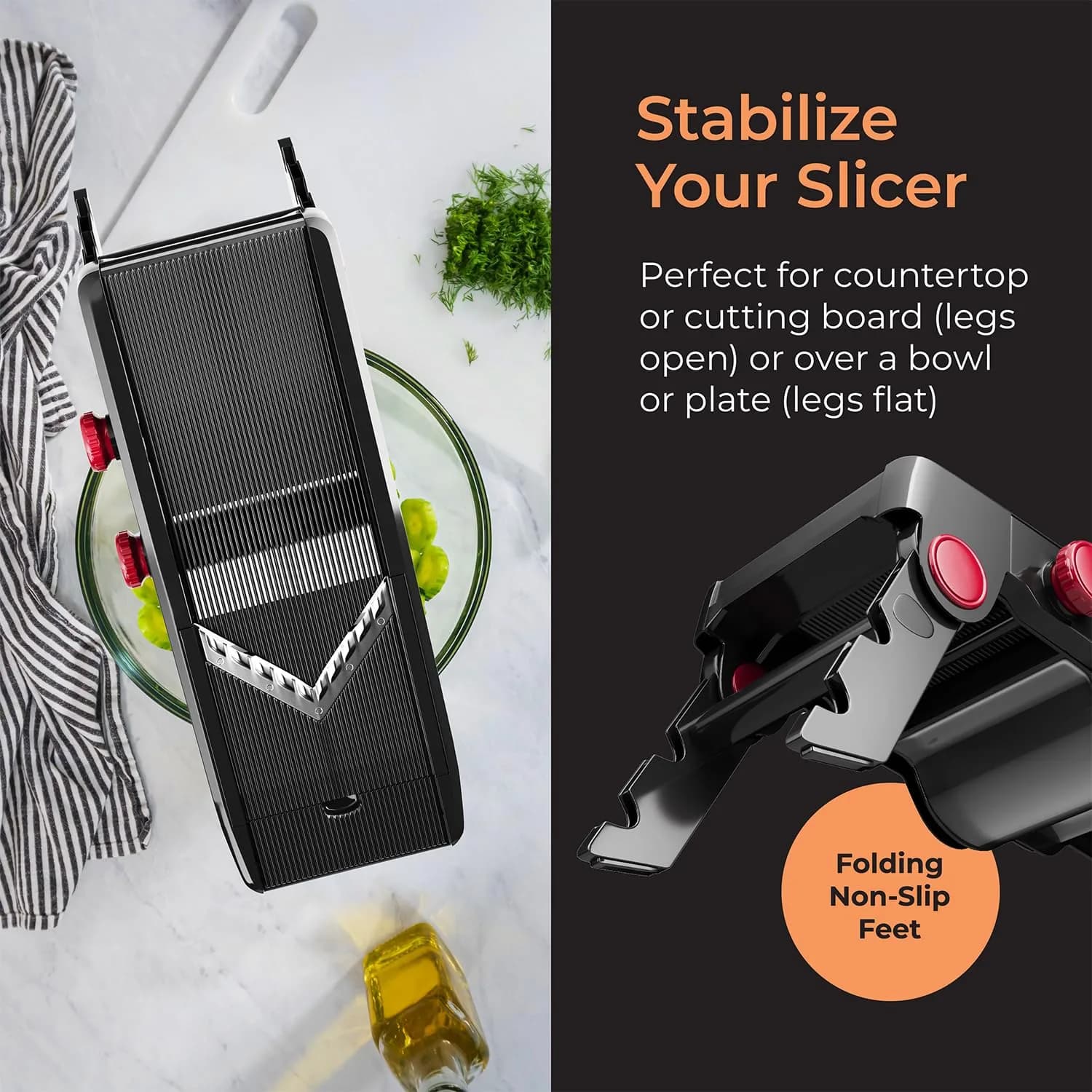 Mueller Austria V-Pro 5-Blade Mandoline Slicer with Stand, Adjustable Vegetable Chopper 42.4cm (16.7in) | Cuts Evenly Every Time - view 7