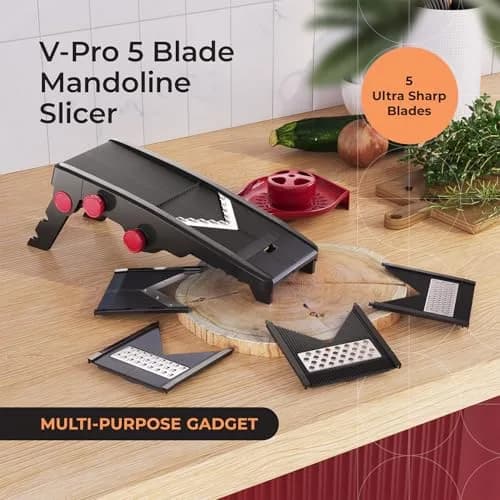 Mueller Austria V-Pro 5-Blade Mandoline Slicer with Stand, Adjustable Vegetable Chopper 42.4cm (16.7in) | Cuts Evenly Every Time thumbnail 2