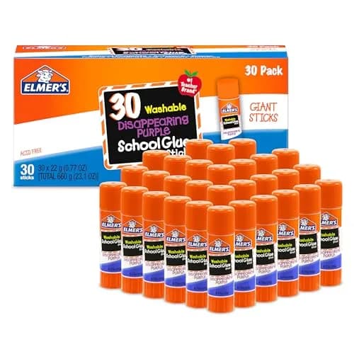 Elmer's Disappearing Purple School Glue Sticks, Washable, 22 Grams, 30 Count | #1 Teacher Brand thumbnail 1
