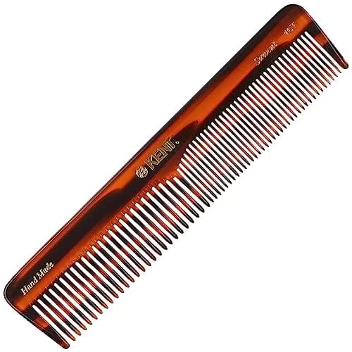 Kent 16T Tortoise Double Tooth Comb 7.2 Inch (18.3 cm) | Handmade Cellulose Acetate Detangler for All Hair Types thumbnail 1