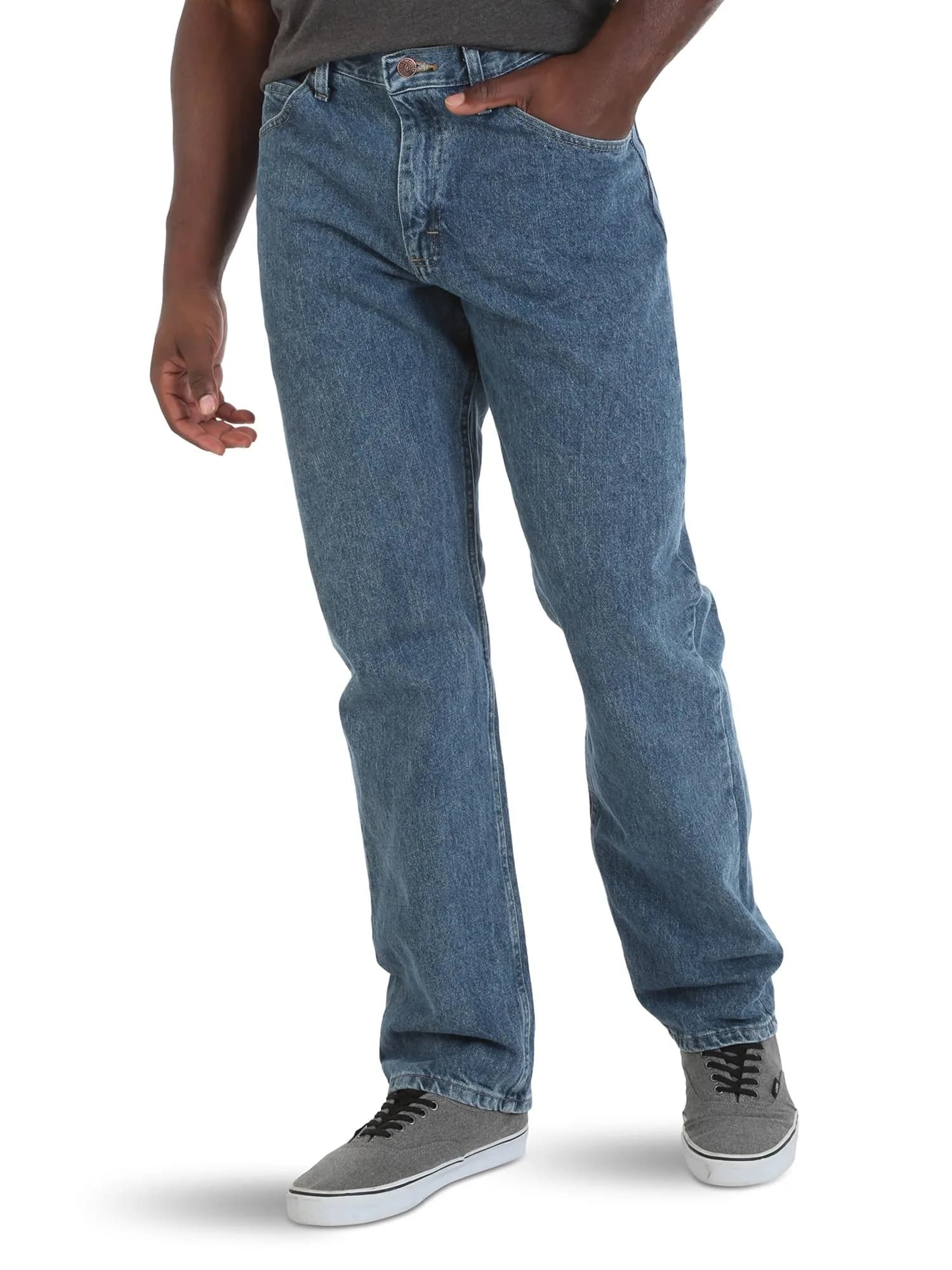 Wrangler Authentics Classic 5-Pocket Relaxed Fit Cotton Jean, Black, 32W x 30L | Imported for India — Vintage Stonewash
