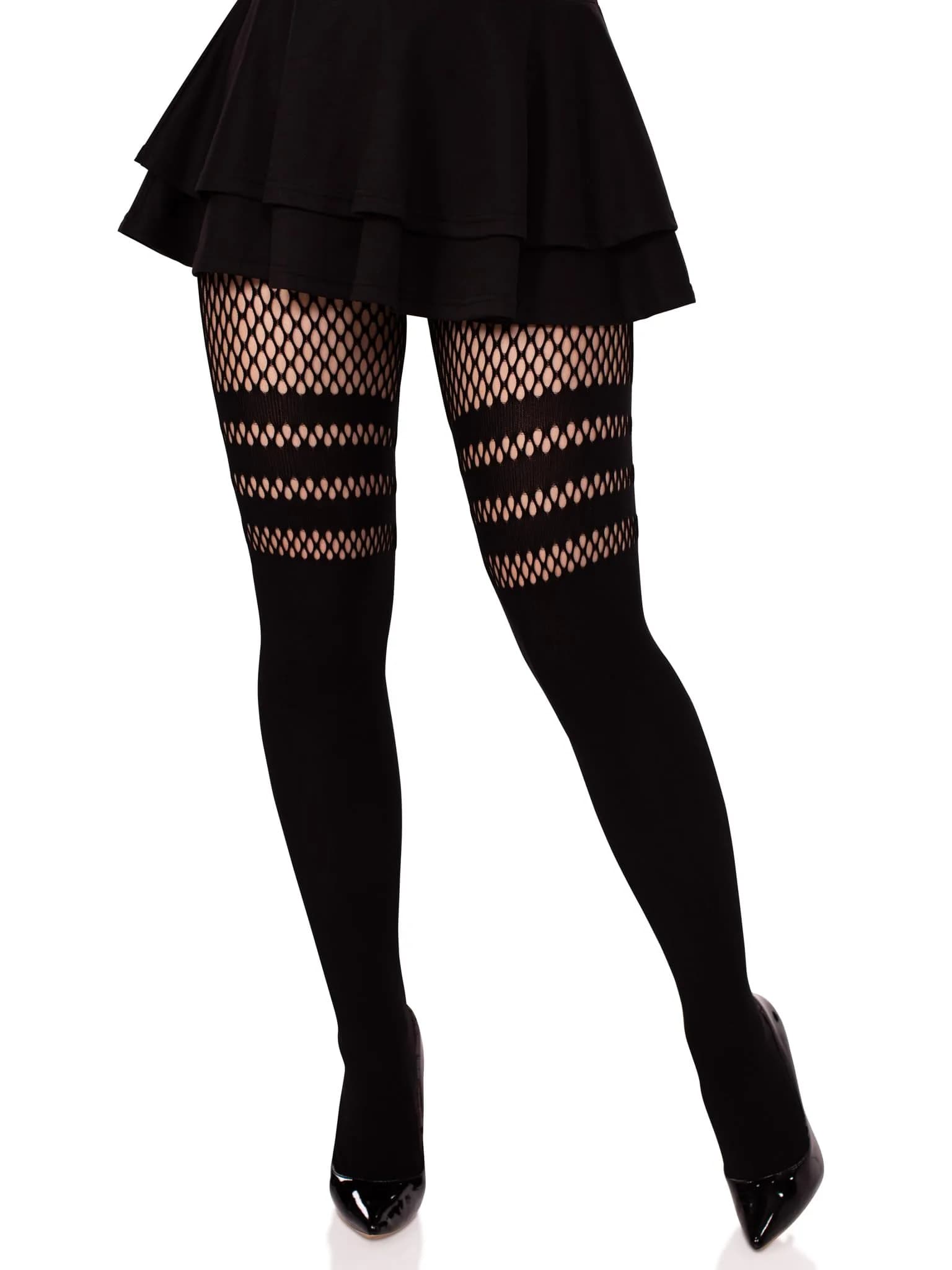 Leg Avenue Dark Alternative Fishnet Tights Worship Me One Size | Edgy Micro Net with High Waist Fit (70-120 chars) — One Size / Dark Alternative Fishnet Tights