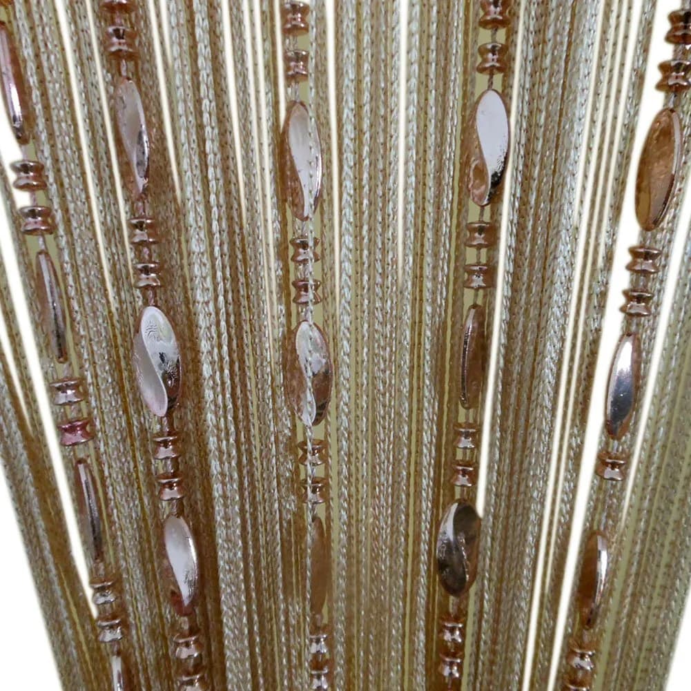 ZiDeTang Beaded Door Curtain Fringe Tassel Living Room Divider 39.3" x 78.5" | Champagne — Champagne
