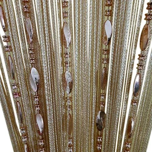 ZiDeTang Beaded Door Curtain Fringe Tassel Living Room Divider 39.3" x 78.5" | Champagne thumbnail 1