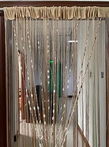 ZiDeTang Beaded Door Curtain Fringe Tassel Living Room Divider 39.3" x 78.5" | Champagne thumbnail 4