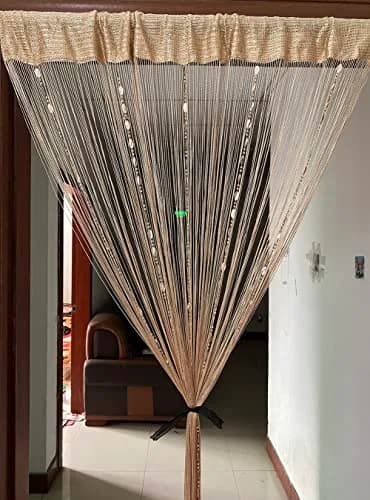 ZiDeTang Beaded Door Curtain Fringe Tassel Living Room Divider 39.3" x 78.5" | Champagne thumbnail 5