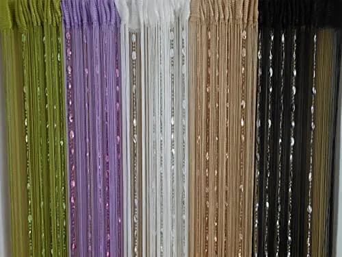 ZiDeTang Beaded Door Curtain Fringe Tassel Living Room Divider 39.3" x 78.5" | Champagne thumbnail 7