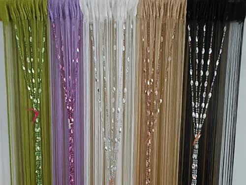 ZiDeTang Beaded Door Curtain Fringe Tassel Living Room Divider 39.3" x 78.5" | Champagne thumbnail 9