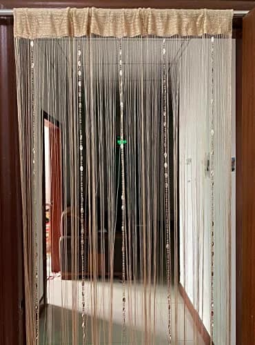 ZiDeTang Beaded Door Curtain Fringe Tassel Living Room Divider 39.3" x 78.5" | Champagne thumbnail 3