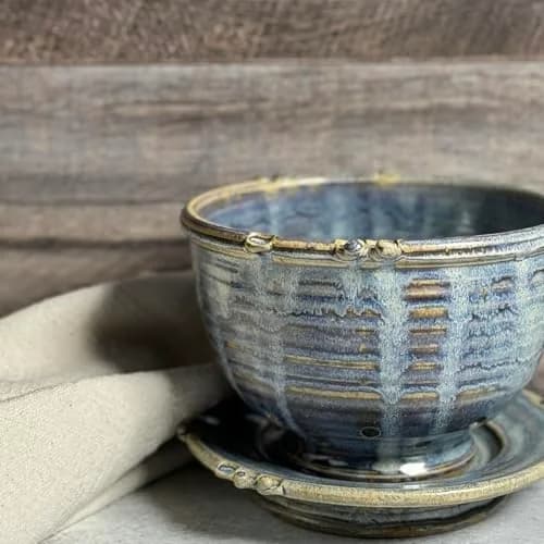 Anthony Stoneware Berry Bowl Set 2-piece French Blue | Handmade, Food-Safe Artisan Pottery thumbnail 4