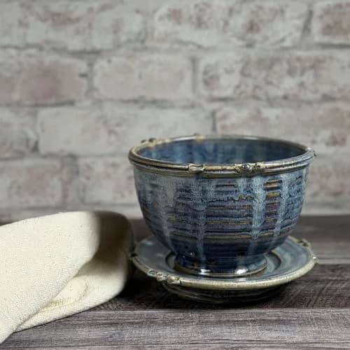 Anthony Stoneware Berry Bowl Set 2-piece French Blue | Handmade, Food-Safe Artisan Pottery thumbnail 2