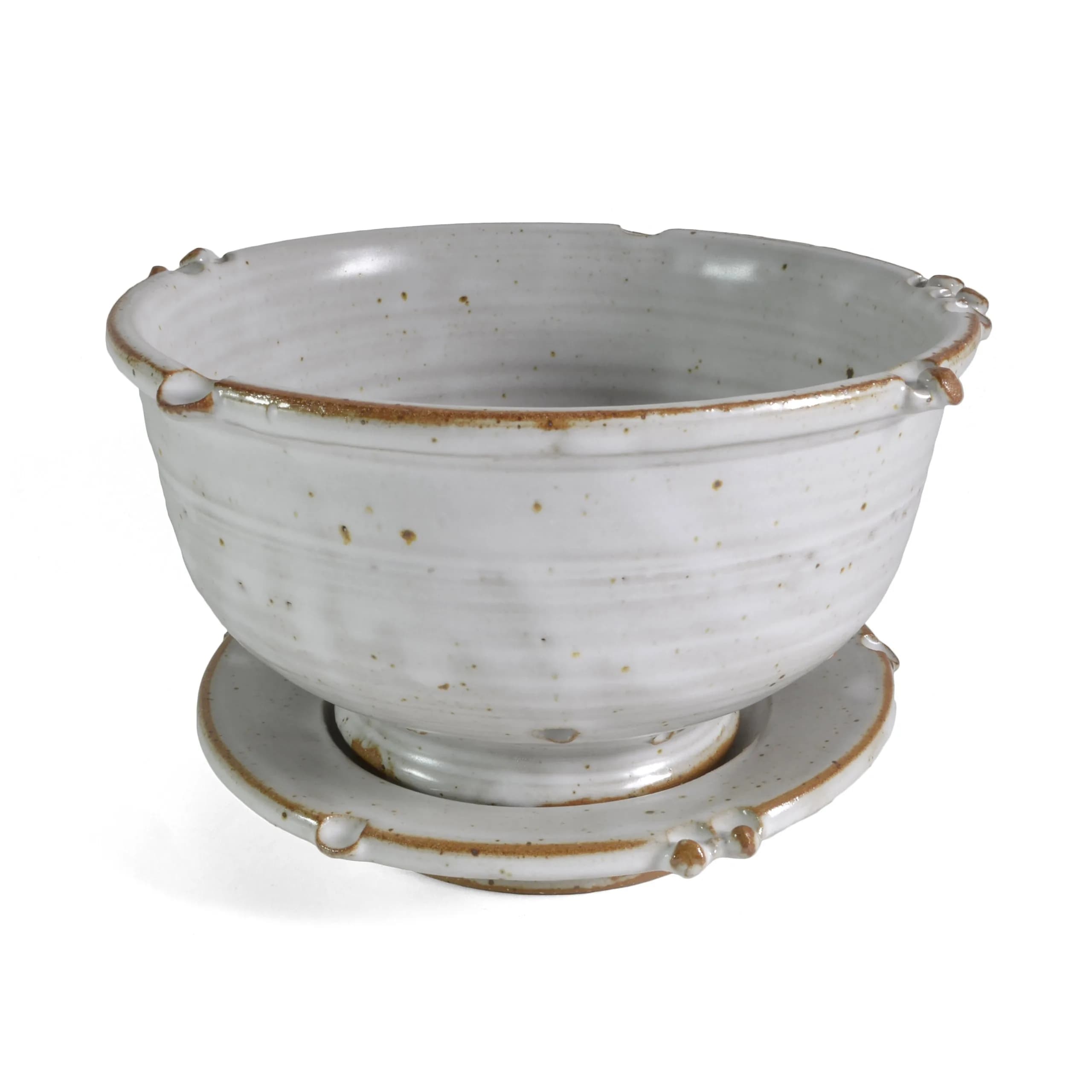 Anthony Stoneware 2-piece Berry Bowl Set, White | Handmade Artisan Pottery for Rinsing & Serving
