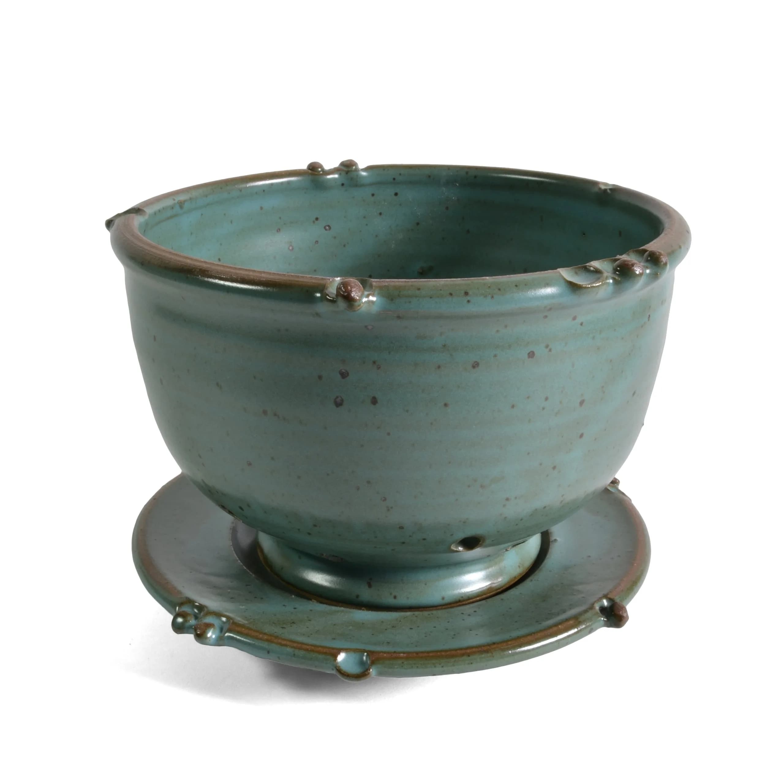 Anthony Stoneware 2-piece Berry Bowl Set, Teal | Handmade Ceramic Serving & Rinsing Bowls - main product image