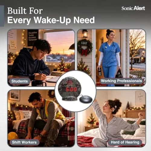 Sonic Alert Sonic Bomb Dual Alarm Clock with Bed Shaker Camouflage | Heavy Sleepers Wake with a Shake thumbnail 8