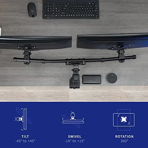 VIVO Dual VESA Bracket Adapter MOUNT-VW02A for 2 Monitors up to 27" | Supports 75x75mm & 100x100mm VESA thumbnail 5