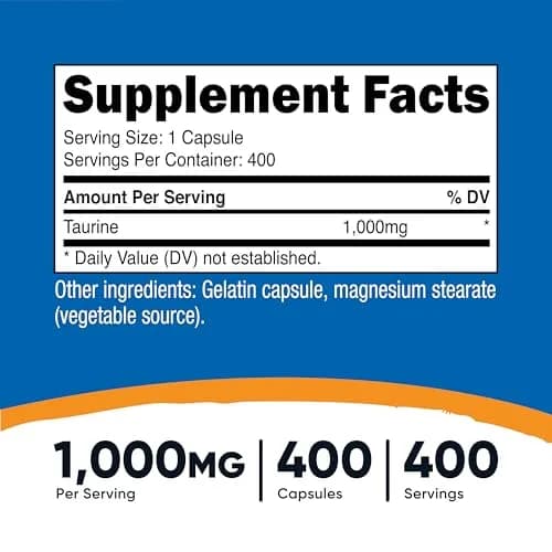 Nutricost Taurine 1000mg | Essential Amino Acid for Brain & Heart Support (70-120 chars) thumbnail 2