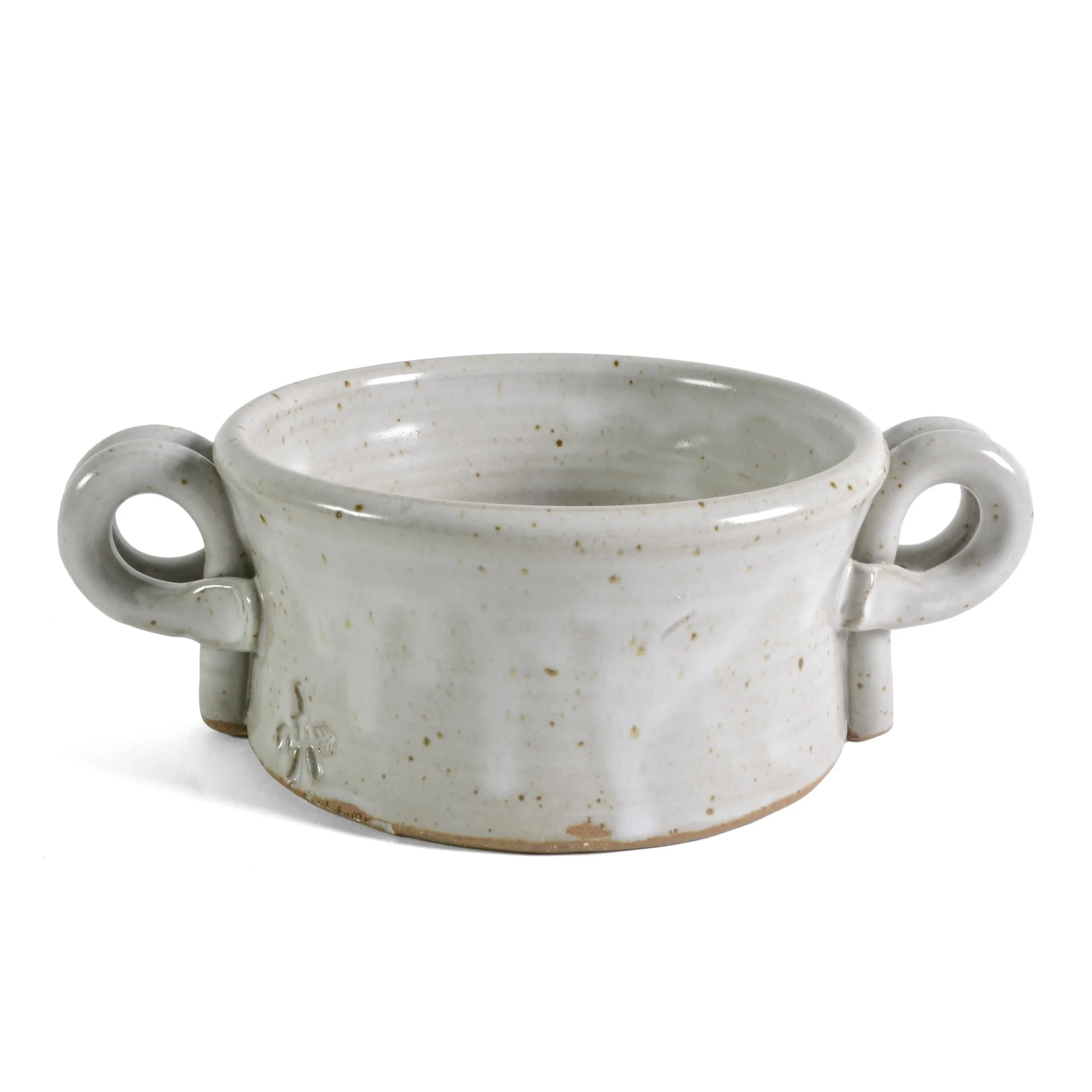 Anthony Stoneware Handled Soup Crock, White | Handmade 2-Cup Stoneware Bowl for Soups & Desserts — White