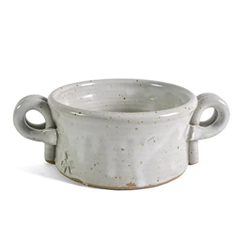 Anthony Stoneware Handled Soup Crock, White | Handmade 2-Cup Stoneware Bowl for Soups & Desserts thumbnail 1