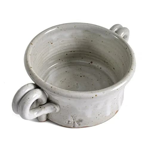 Anthony Stoneware Handled Soup Crock, White | Handmade 2-Cup Stoneware Bowl for Soups & Desserts thumbnail 2