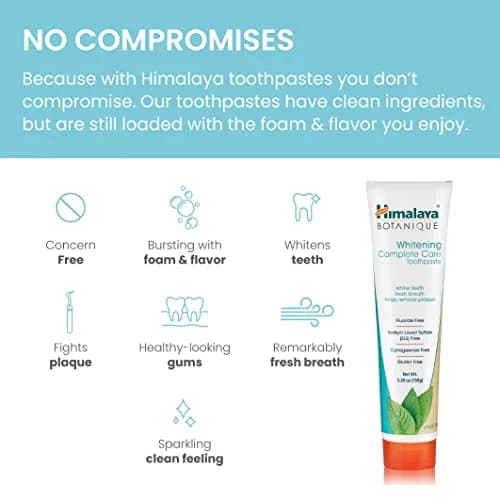 Himalaya Botanique Whitening Complete Care Toothpaste Mint 156g (5.29 oz) | Fluoride-Free Ayurvedic Formula thumbnail 4