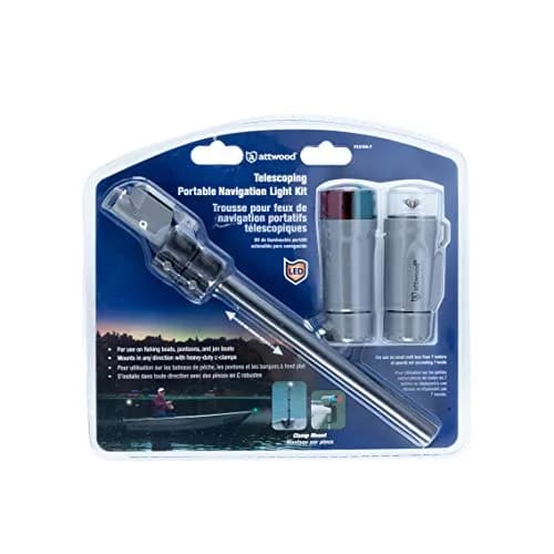 attwood Portable Navigation LED Light Kit, Marine Gray, Clamp-On Red/Green Bow and White Stern, 14194-7 | Rugged Marine Lighting for Small Boats thumbnail 8