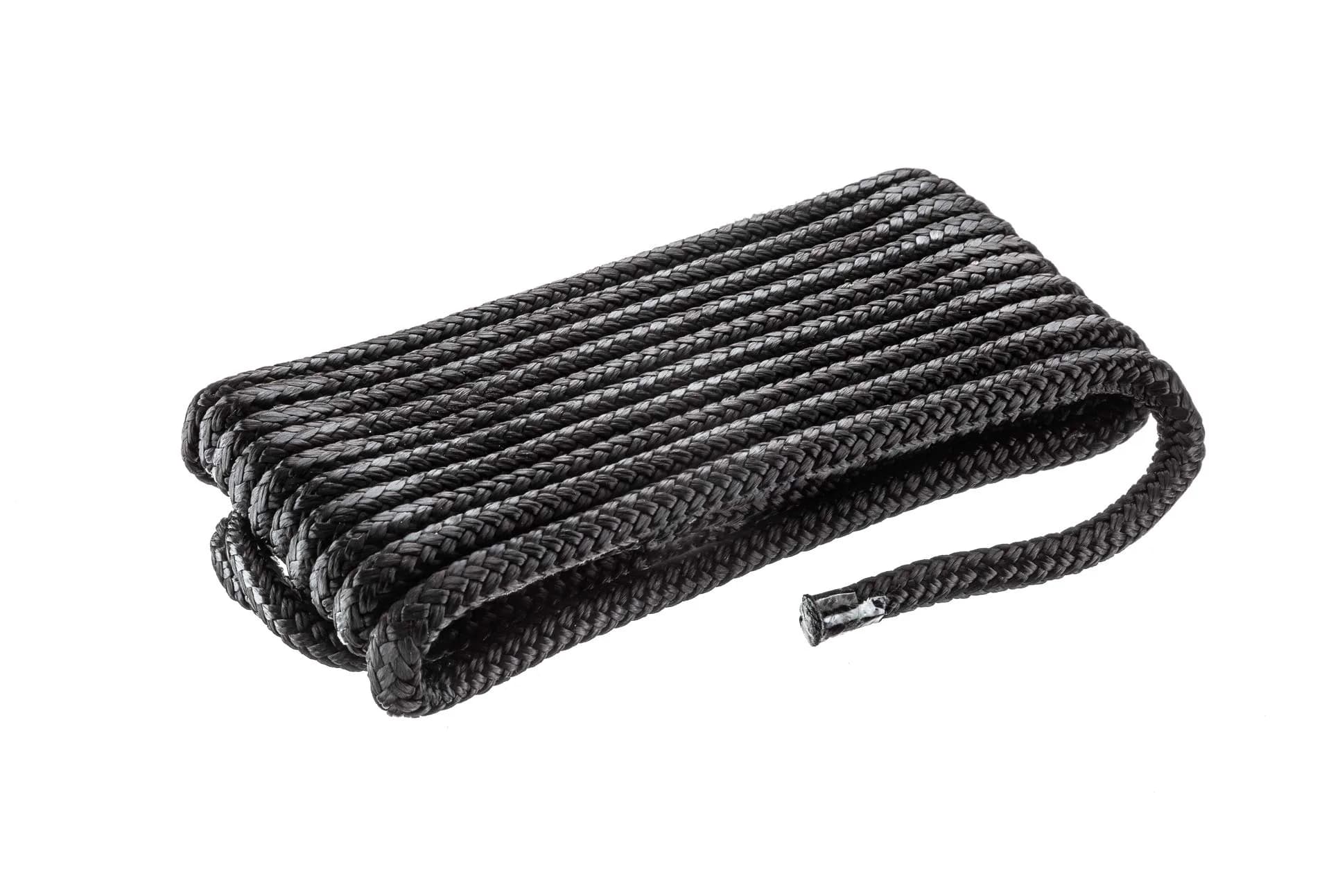 attwood Premium Double Braided Nylon Dock Line 3/8 inch x 15 ft | UV-Resistant, Black — Black