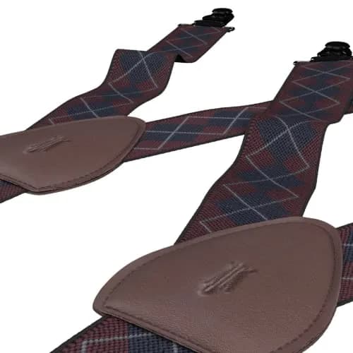 KK and Jay Supply Shirt Stays for Men - Premium Stay Tucked Shirt Garters (Argyle Navy/Maroon) | Keeps Shirts Neat & Wrinkle-Free thumbnail 2