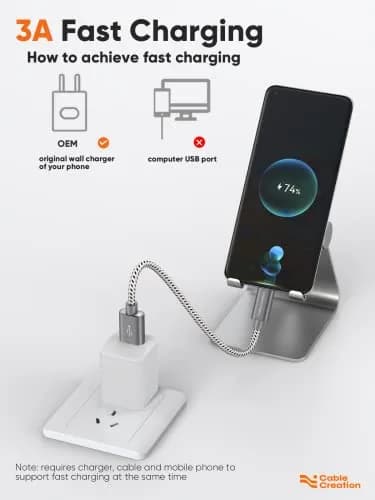 CableCreation USB C to USB A & USB A to Type C Data Cord 0.5FT | 3A Fast Charging & Sync thumbnail 5