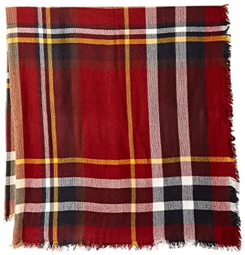 LF FIRDIENZE Oversized Square Plaid Scarf in Red | Versatile Wrap for Women thumbnail 2