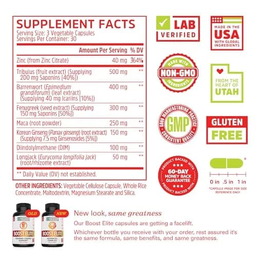 ZHOU Boost Elite Energy Supplement 90 Veggie Caps | Natural Stamina & Vitality Support thumbnail 2