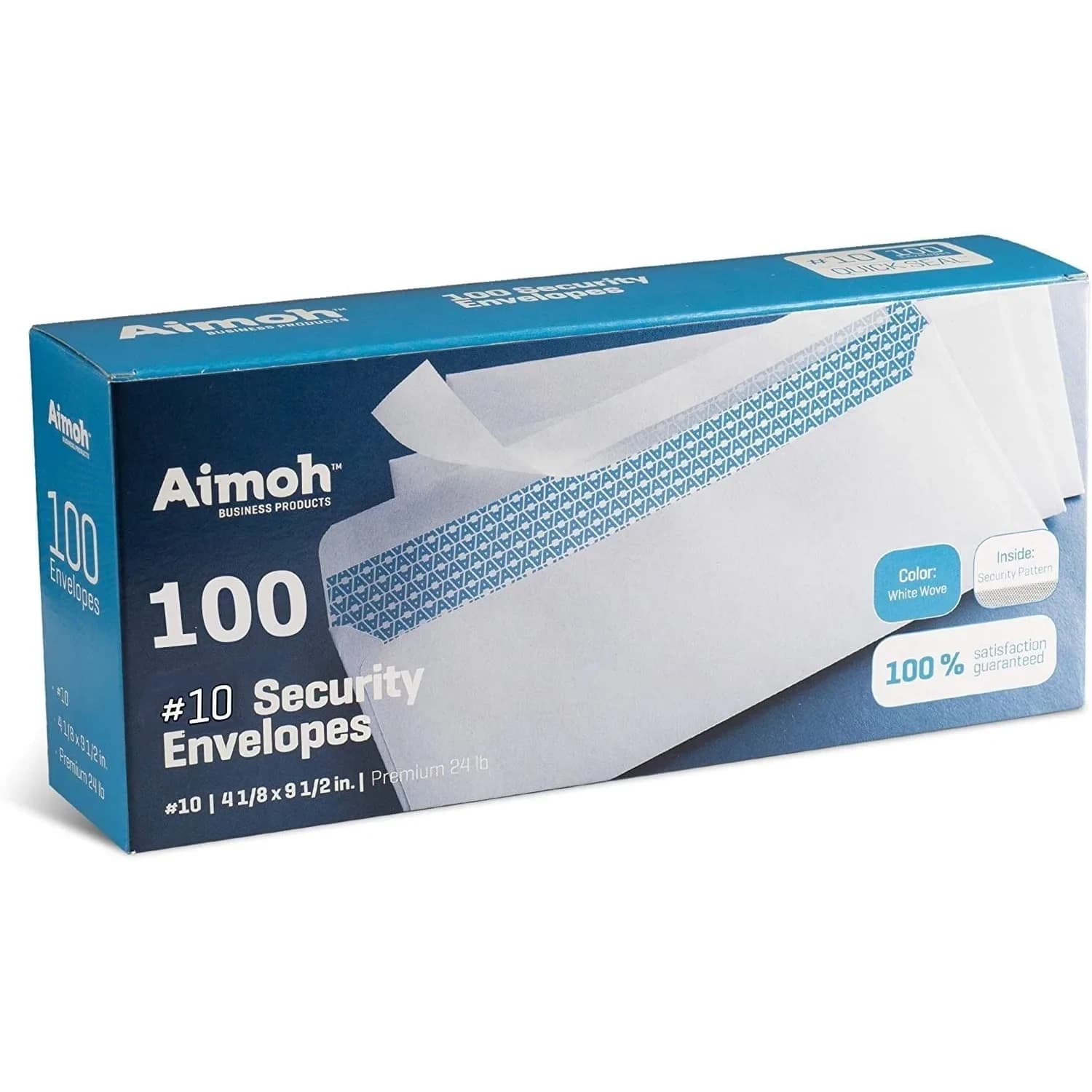 Aimoh #10 Security Mailing Envelopes Letter Size, Self Seal, 100 Count | Windowless, Security Tint, Printer Compatible