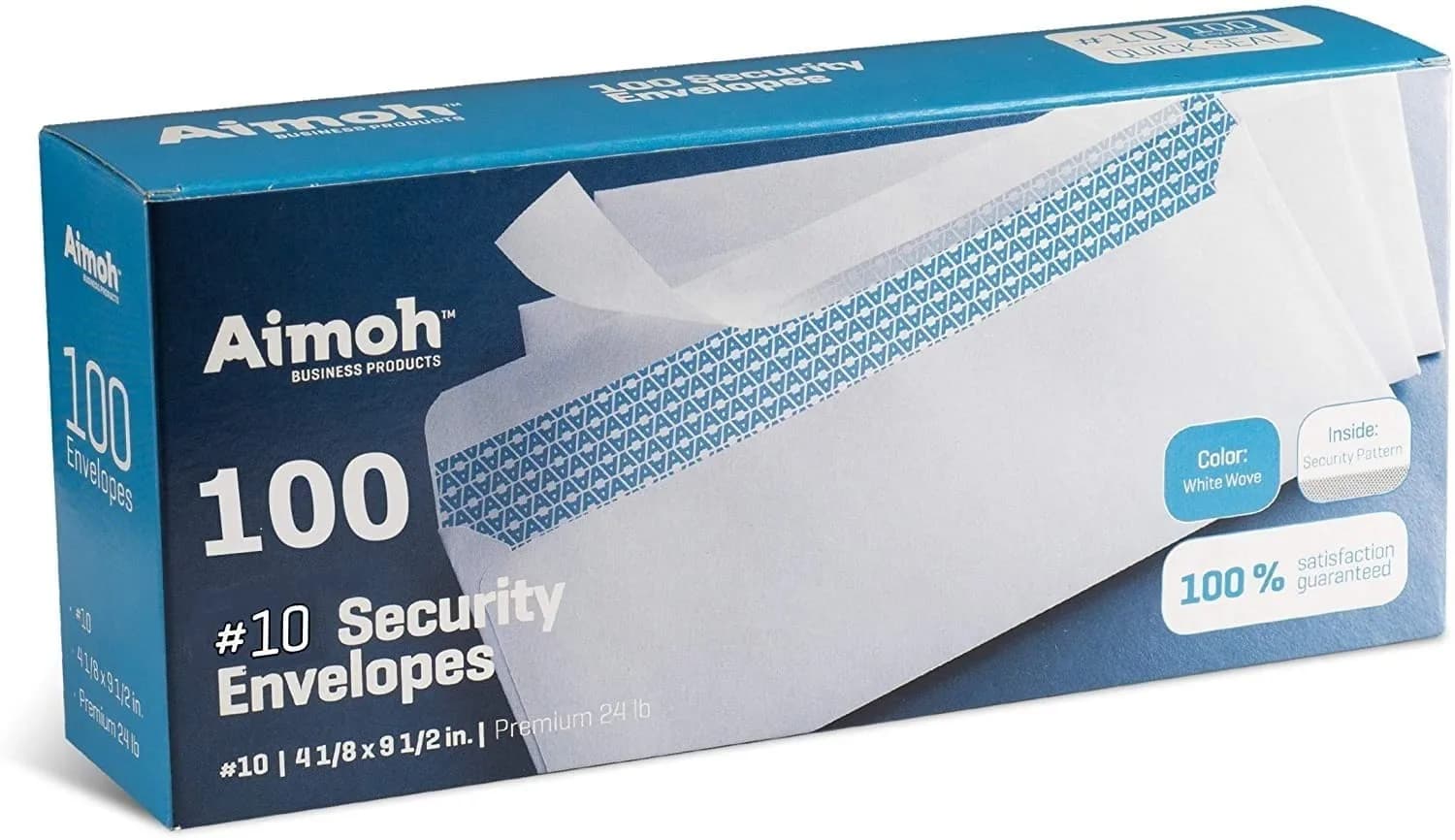 Aimoh #10 Security Mailing Envelopes Letter Size, Self Seal, 100 Count | Windowless, Security Tint, Printer Compatible - main product image