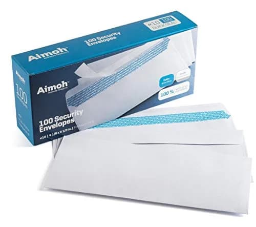 Aimoh #10 Security Mailing Envelopes Letter Size, Self Seal, 100 Count | Windowless, Security Tint, Printer Compatible thumbnail 7