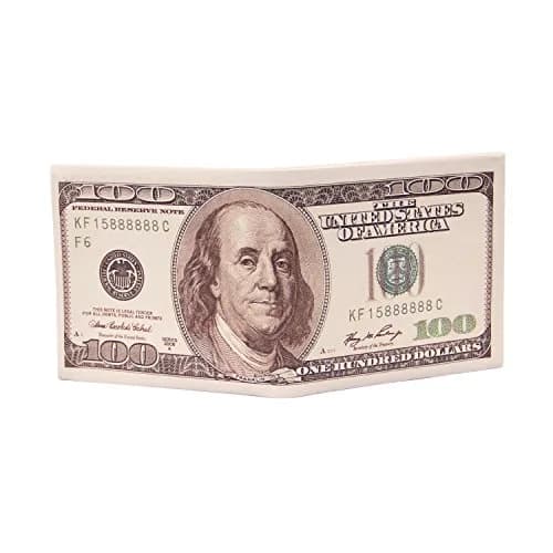 LUI SUI Men's Bi-Fold Wallet with 100 Dollar Print | PU Leather, 4 Card Slots, Zipper Pocket (11.4cm x 9.5cm) thumbnail 2