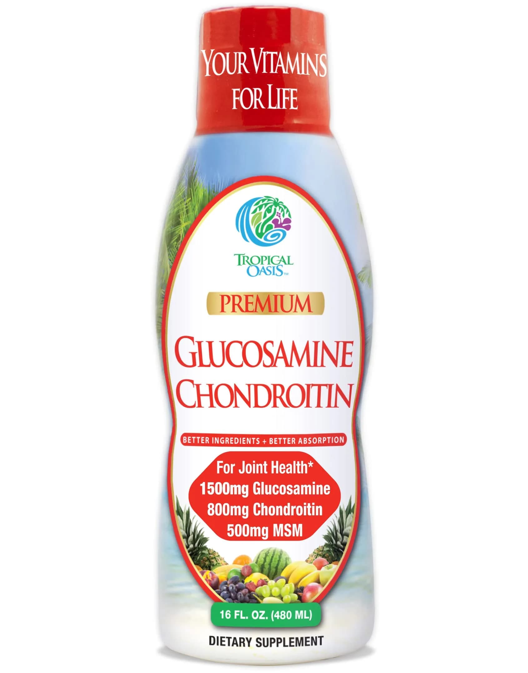 Tropical Oasis Liquid Glucosamine Chondroitin & MSM 16oz | Supports Joint Flexibility & Comfort