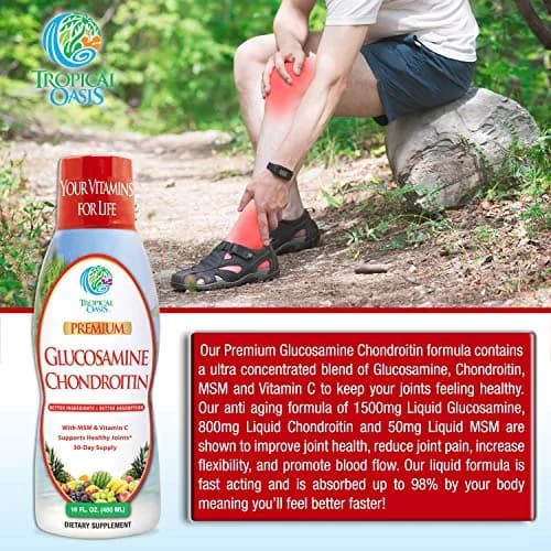 Tropical Oasis Liquid Glucosamine Chondroitin & MSM 16oz | Supports Joint Flexibility & Comfort thumbnail 6