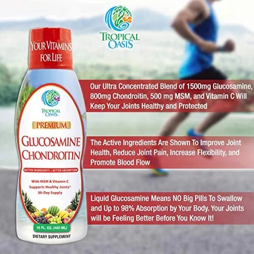 Tropical Oasis Liquid Glucosamine Chondroitin & MSM 16oz | Supports Joint Flexibility & Comfort thumbnail 3