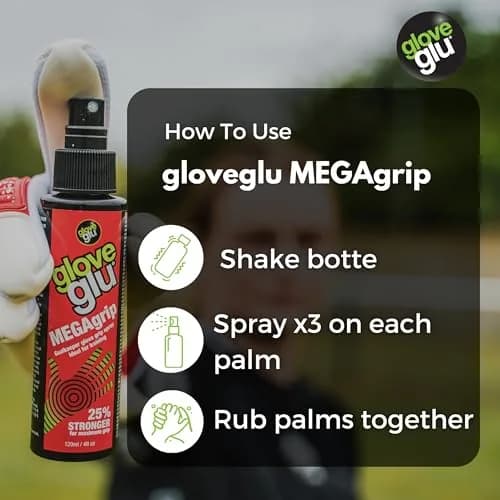 Gloveglu MEGAgrip Goalkeeper Glove Grip Spray 118ml (4 fl. oz) | Enhanced Catching & Ball Control thumbnail 5
