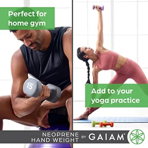 Gaiam Neoprene Dumbbell Hand Weight 3lb | Non-Slip, Hexagon Shape, Sold Singly thumbnail 6