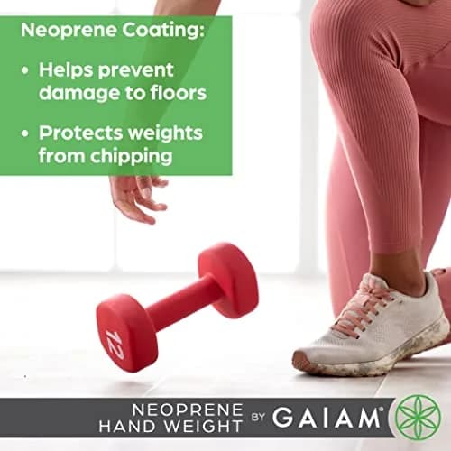 Gaiam Neoprene Dumbbell Hand Weight 3lb | Non-Slip, Hexagon Shape, Sold Singly thumbnail 4