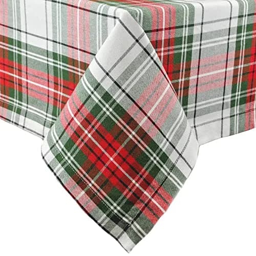 DII Tartan Plaid Collection Holiday Dining Table & Kitchen Decor, Rectangle Christmas Tablecloth, 60x104, Red, Green & White thumbnail 1