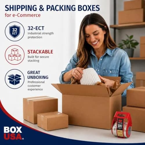 BOX USA 20x14x6" Corrugated Shipping Box | Supports 65 lbs, 25-Pack, Kraft Material, Lightweight, Recyclable thumbnail 2