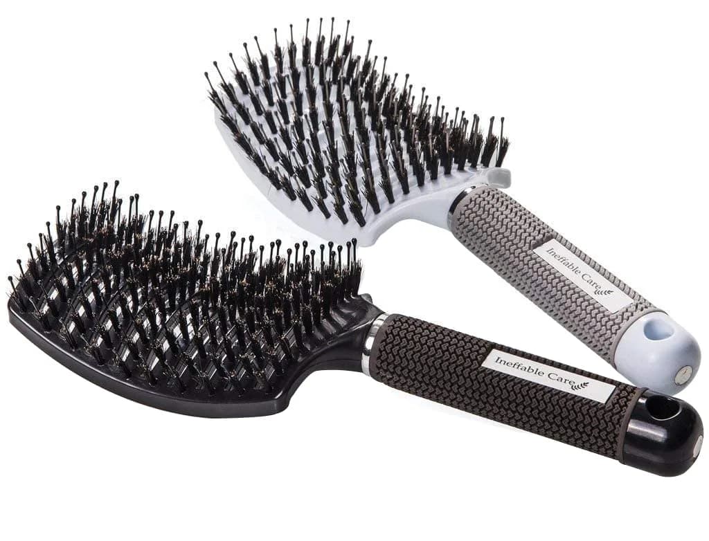 Ineffable Care Boar Bristle Hair Brush set – Curved & Vented for Wet & Dry Detangling, All Hair Types | Gift Kit (70-120 chars)