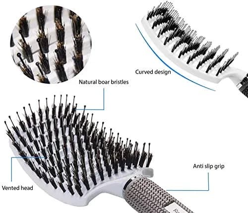 Ineffable Care Boar Bristle Hair Brush set – Curved & Vented for Wet & Dry Detangling, All Hair Types | Gift Kit (70-120 chars) thumbnail 3