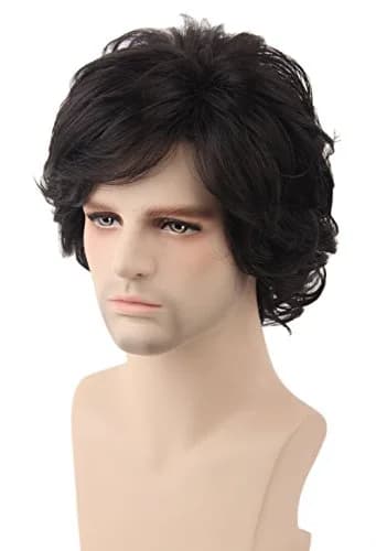 Topcosplay Men's Black Short Wavy Shaggy Cosplay Wig | 10 inch (25.4 cm) thumbnail 1