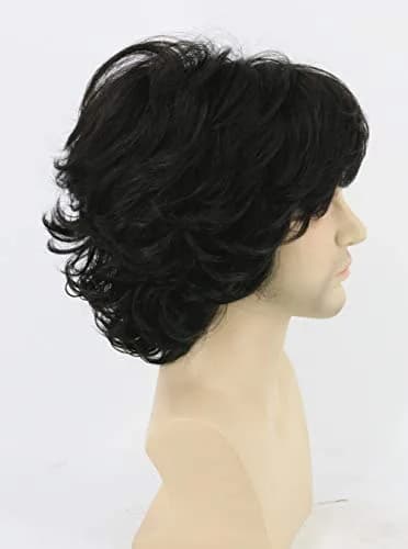 Topcosplay Men's Black Short Wavy Shaggy Cosplay Wig | 10 inch (25.4 cm) thumbnail 5