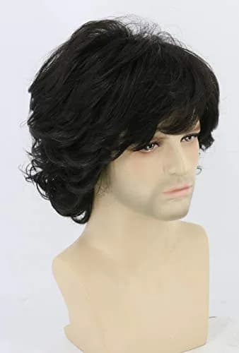 Topcosplay Men's Black Short Wavy Shaggy Cosplay Wig | 10 inch (25.4 cm) thumbnail 6