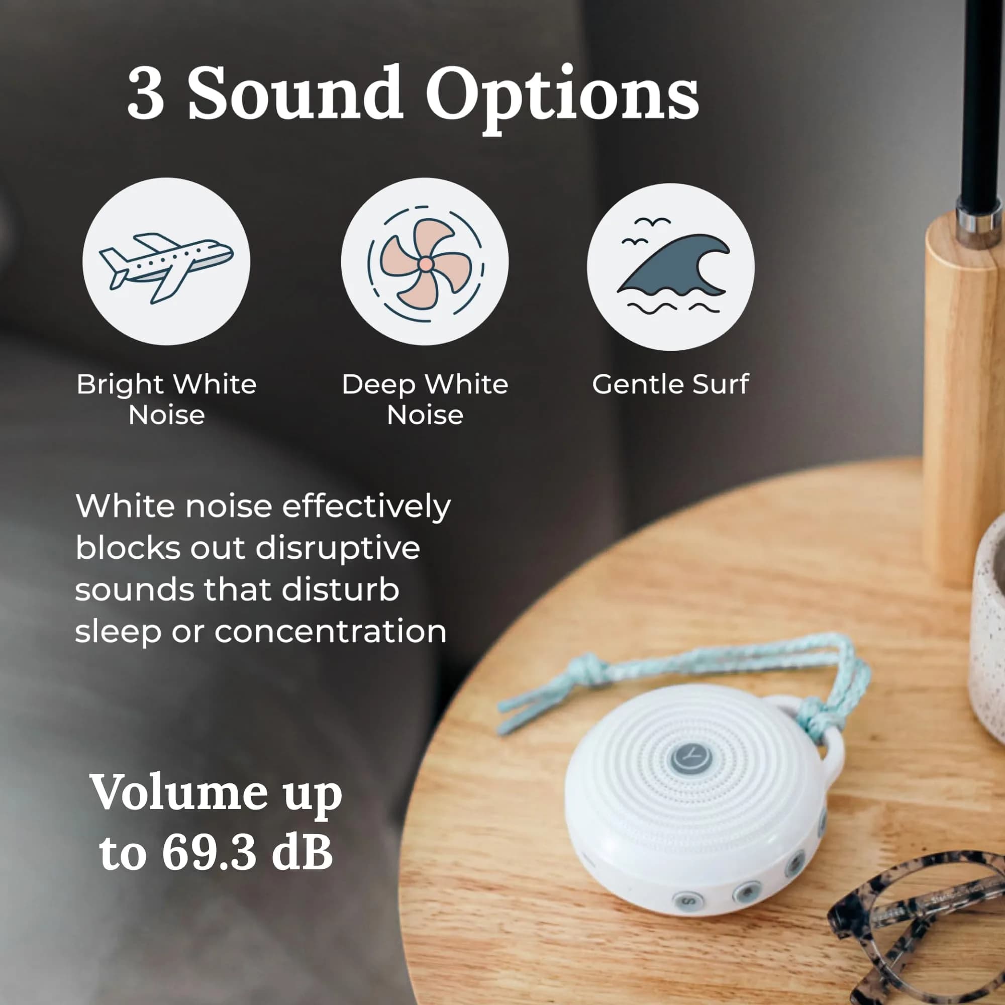 Yogasleep Rohm Portable White Noise Sound Machine | 3 Soothing Sounds, USB Rechargeable, Compact for Travel - view 3