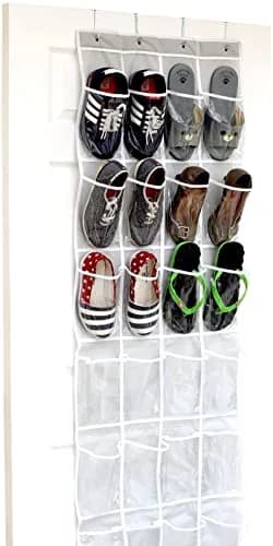Simple Houseware 24 Pockets Clear Over the Door Shoe Organizer, Gray | 19" W x 64" H, 24 Clear Pockets, Holds 40 lbs thumbnail 1